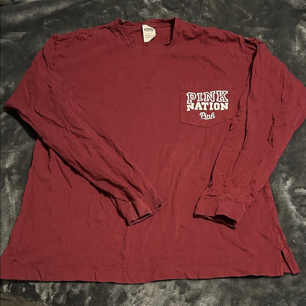 PINK Victoria's Secret Burgundy Long Sleeve Tee